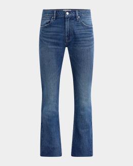 Hudson Hendrix Pinstripe-Denim Flared Wide-Leg Jeans | Neiman Marcus