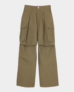 Cynthia Rowley Wide-Leg Drawcord Cargo Pants | Neiman Marcus