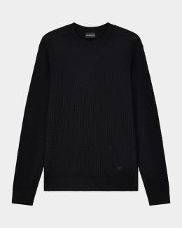 Emporio Armani Men's Texture-Knit Stretch Short-Sleeve Sweater