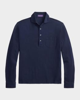 Ralph Lauren Purple Label Men's Piqué-Knit Wool Quarter-Zip