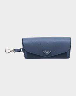 Prada Triangle Logo Saffiano Leather Zip Card Case | Neiman Marcus
