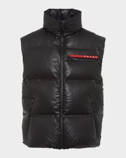 Prada Men's Wool-Cashmere Hooded Zip Vest | Neiman Marcus