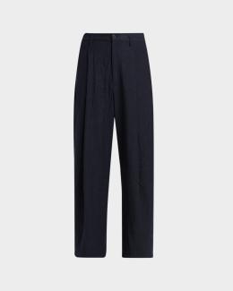 Giorgio Armani Men's Crinkled Viscose Trousers | Neiman Marcus