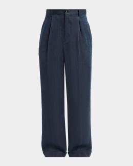 Giorgio Armani Men's Crinkled Viscose Trousers | Neiman Marcus