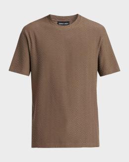 Giorgio Armani Men's Box-Jacquard Viscose Stretch Crewneck T-Shirt