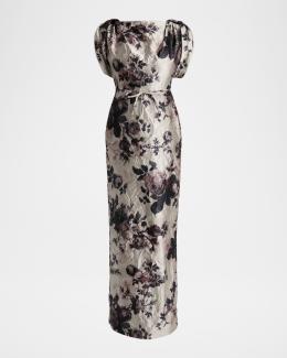 Giorgio Armani One-Shoulder Floral Silk Maxi Slip Dress