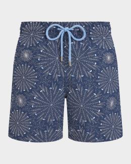 Vilebrequin Men's Mistral Embroidered X-Ray Seaweed Swim Shorts