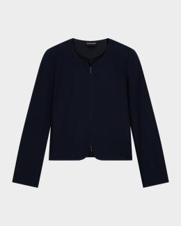 Emporio Armani Embellished Velvet Band-Collar Blouse | Neiman Marcus