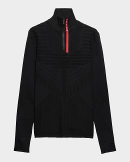 Prada Men's Ribbed Zip Sweater | Neiman Marcus