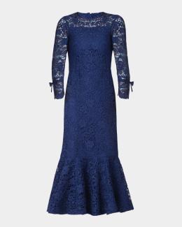 Milly Kai Crochet Cotton Sheath Midi Dress