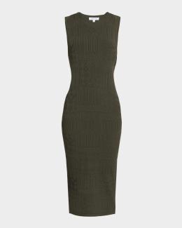 ganni tech knit dress Space-Dyed Sheath Midi-Dress Spacedyed knit