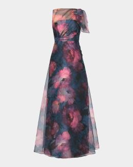 Tadashi Shoji Vianne Two-Tone Lace A-Line Gown | Neiman Marcus