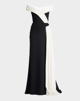 Off-the-Shoulder Cap-Sleeve Lace Midi Dress | Neiman Marcus