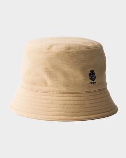Prada Embroidered Cotton Drill Bucket Hat | Neiman Marcus