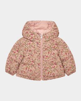 Moncler Girl's Odile A-Line Ruffle-Trim Coat, Size 12M-3 | Neiman