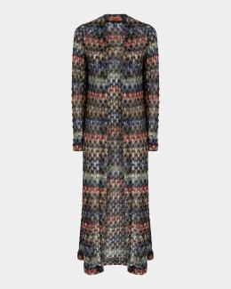 Missoni Metallic Chevron Knit Long Open Cardigan | Neiman Marcus