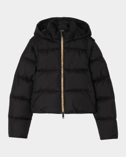 Burberry Ambleside Check Zipper Puffer Jacket With Hood | Neiman