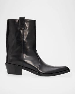 Bottega Veneta Torino Leather Front-Zip Ankle Booties | Neiman Marcus