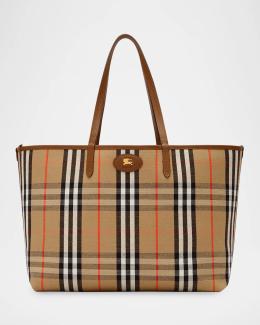 Burberry Small Coated Canvas Check Tote Bag | Neiman Marcus