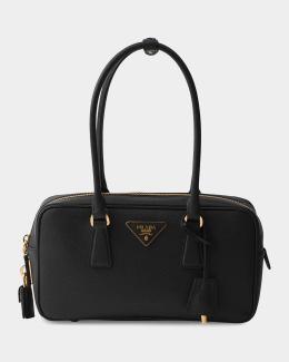 Prada Soft Grain Leather Top-Handle Bag | Neiman Marcus