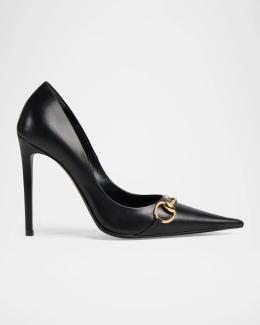 Gucci 85mm Trinity Leather Pointed-Toe Pumps | Neiman Marcus