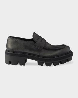 Prada Monolith Brushed Leather Lace-Up Shoes | Neiman Marcus