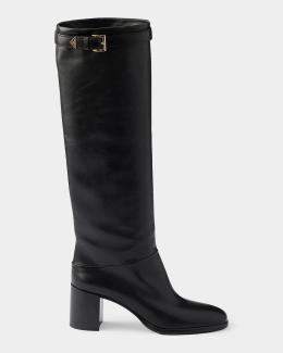 Prada 65mm Suede Knee-High Boots | Neiman Marcus