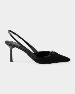 Prada 55mm Woven Leather Slingback Pumps | Neiman Marcus
