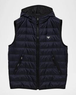 Prada Men's Wool-Cashmere Hooded Zip Vest | Neiman Marcus