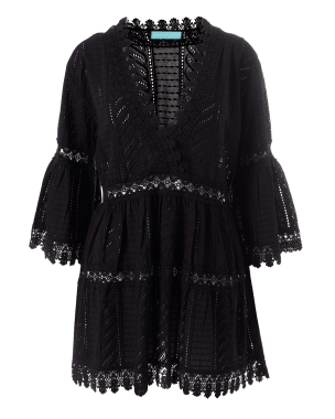 Melissa Odabash Victoria Lace-Trim Babydoll Mini Dress | Neiman Marcus