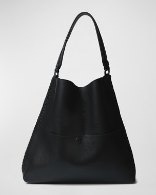 Callista Stitch Grained Leather Shoulder Bag | Neiman Marcus