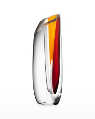Vase en verre vert/violet °13X35 cm