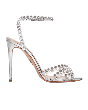 Aquazzura Meteorite Iridescent Starburst Ankle Strap Sandals Neiman Marcus