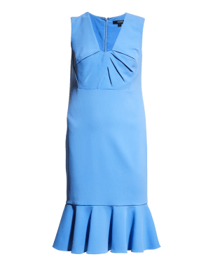 Badgley Mischka Collection Belted Crepe Sheath Dress | Neiman Marcus