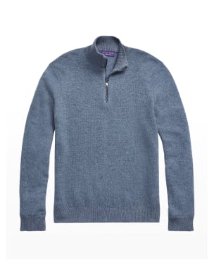 Ralph Lauren Purple Label Men's Birdseye-Knit Cashmere 1/4-Zip Sweater ...