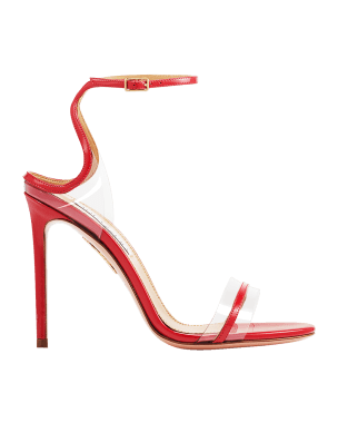 Aquazzura Olie Metallic Ankle-Strap Sandals | Neiman Marcus