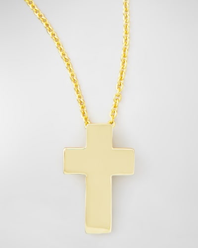 FB Jewels 14K White Gold Cross with Lace Trim and High Polish Center Pendant 