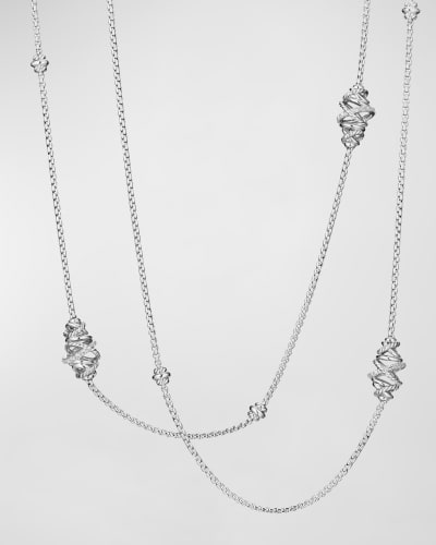 18-Inch Rhodium Plated Necklace with 6mm Sterling Silver Beads and Sterling Silver Saint Helen Charm. 