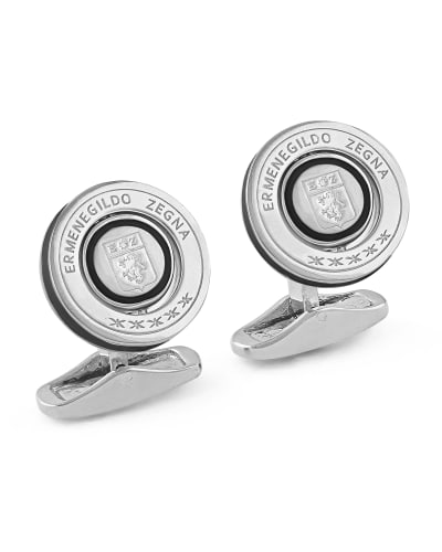 Mia Diamonds 925 Sterling Silver Rhodium-plated Mother Of Pearl and Enamel Cuff Links 