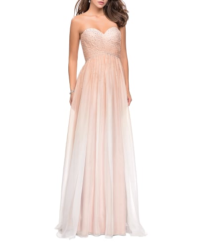 strapless chiffon gown