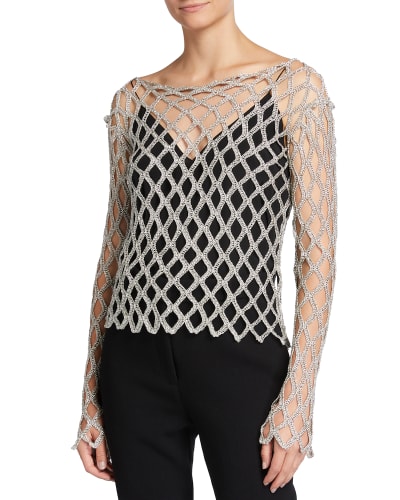Silver Long Sleeves Top | Neiman Marcus