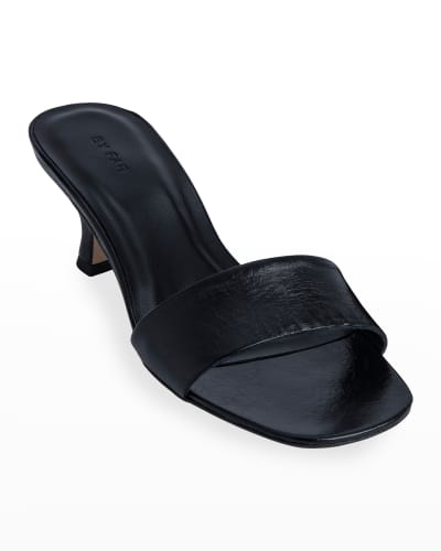 black slide heel sandals