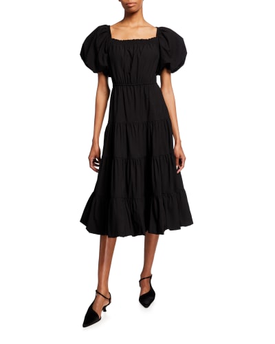 Black Puff-sleeve Dress | Neiman Marcus
