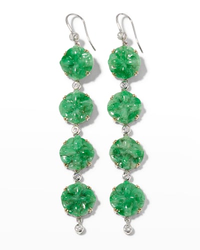 Dark Green Polished Stone Drop Earrings