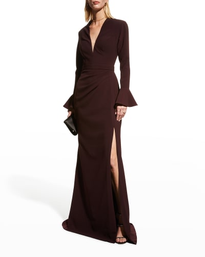 deep v neck gown