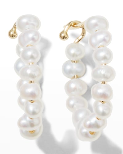 18Kt Yellow Gold Dangle cultivated pearl with Gold Beads Charm Length 26mm with bail/7mm Bottom cultivated pearl 