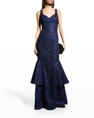 Aidan Mattox Light Mink Boat Neck Sleeveless Ruched Embellished Chiffon Gown
