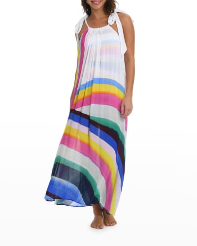 Striped Scoop Neckline Maxi Dress | Neiman Marcus