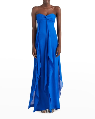 blue ruffle gown