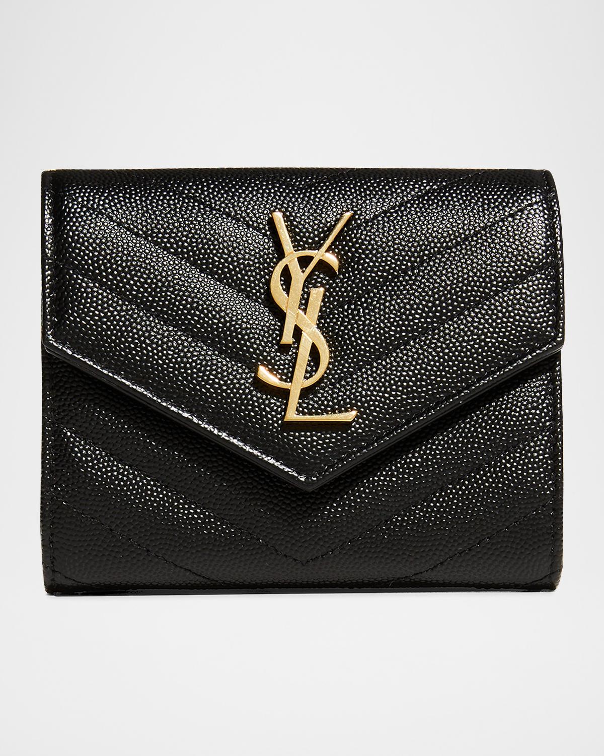 Cassandre YSL Monogram Trifold Wallet in Grained Leather